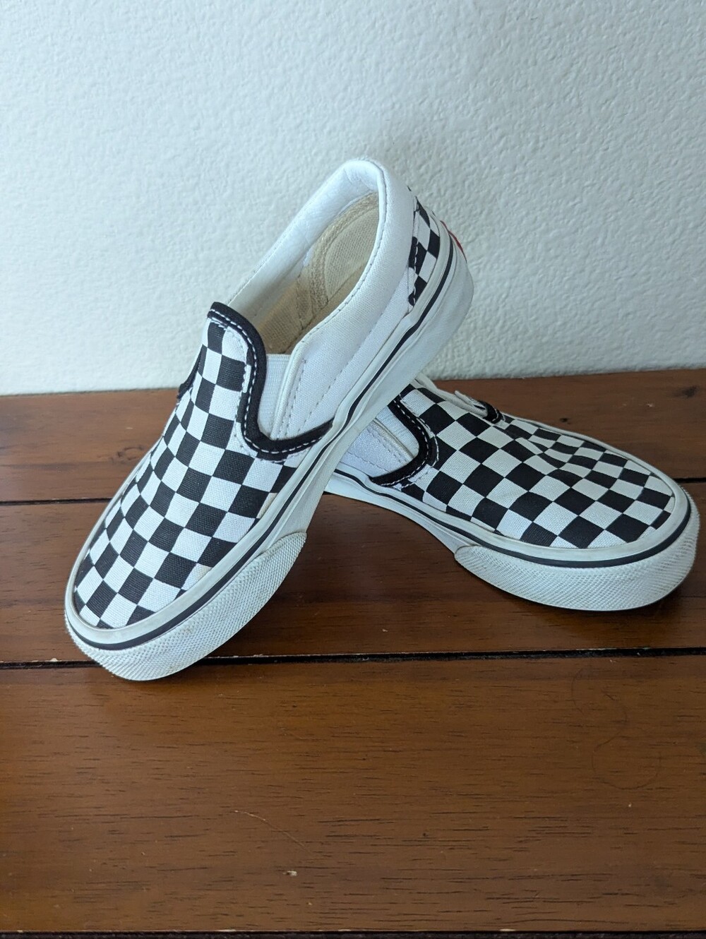 Vans Kids Black & White Check Slip-On Canvas Shoes